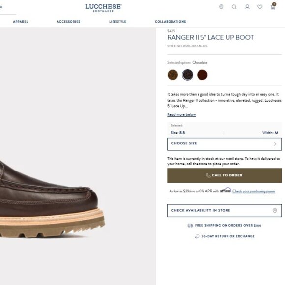 NWOT Lucchese Ranger II 5" Lace Up Boot Size 8.5 - Picture 9 of 9